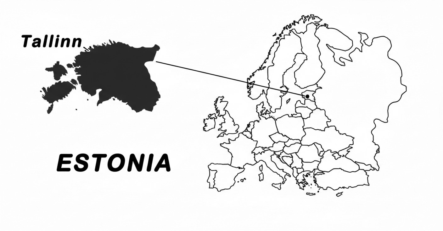 Map of Estonia showing location in Europe and Tallinn